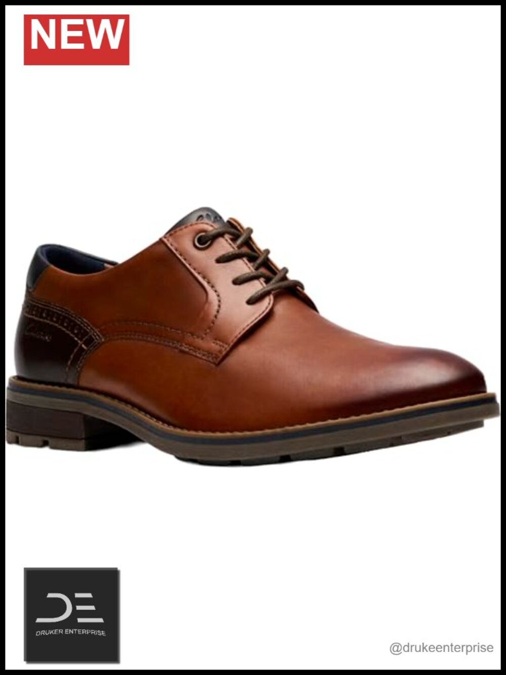 Leather Lace-Up Oxford Dress Shoes with Lugged Rubber Sole